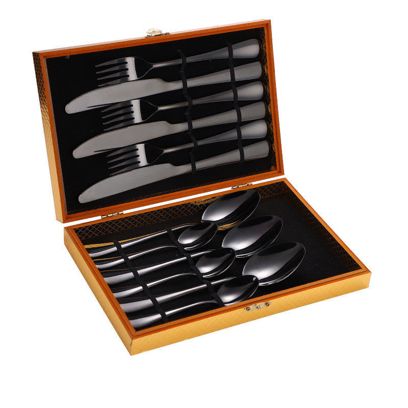 Stainless Steel Steak Cutlery Set Western Cutlery Cutlery Set Gift Box Wooden Box Cutlery