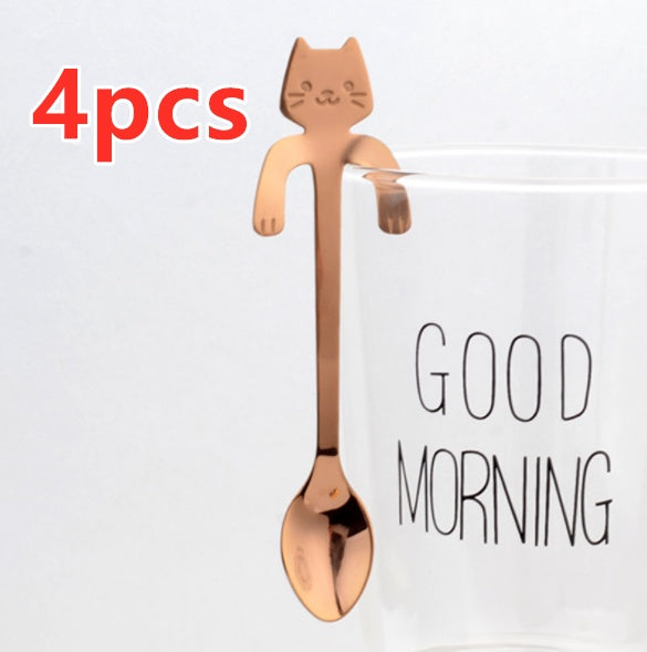 Coffee spoon, 304 creative stainless spoon, dessert spoon, cute cartoonhandle, hangingfeces coffee spoon