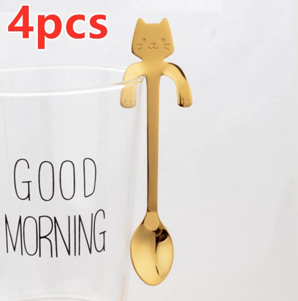 Coffee spoon, 304 creative stainless spoon, dessert spoon, cute cartoonhandle, hangingfeces coffee spoon